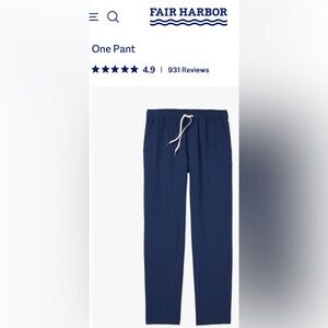 EUC Fair Harbor One Pant, size large, navy color